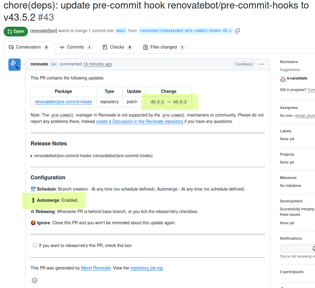 automerge enabled for non major version