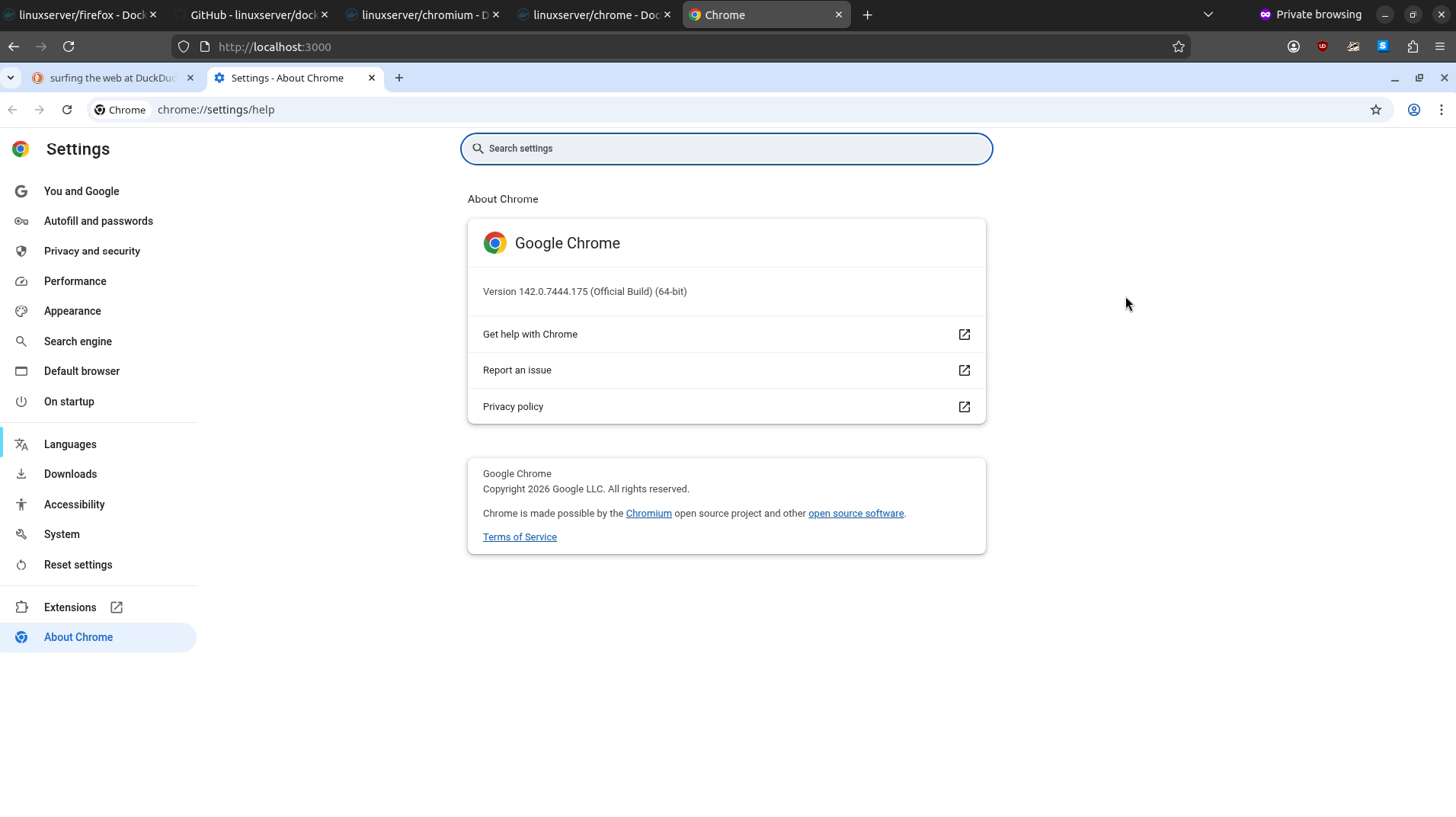 Chrome GUI via Docker