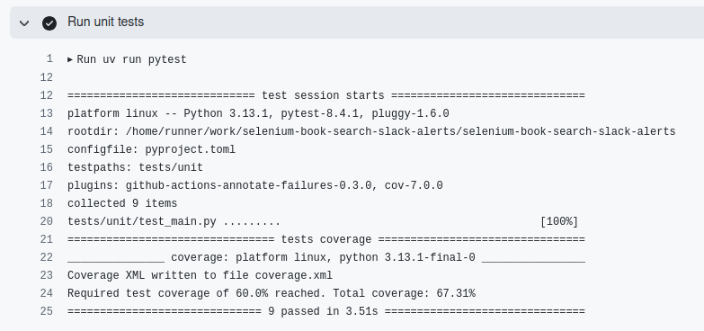 code coverage above the threshold