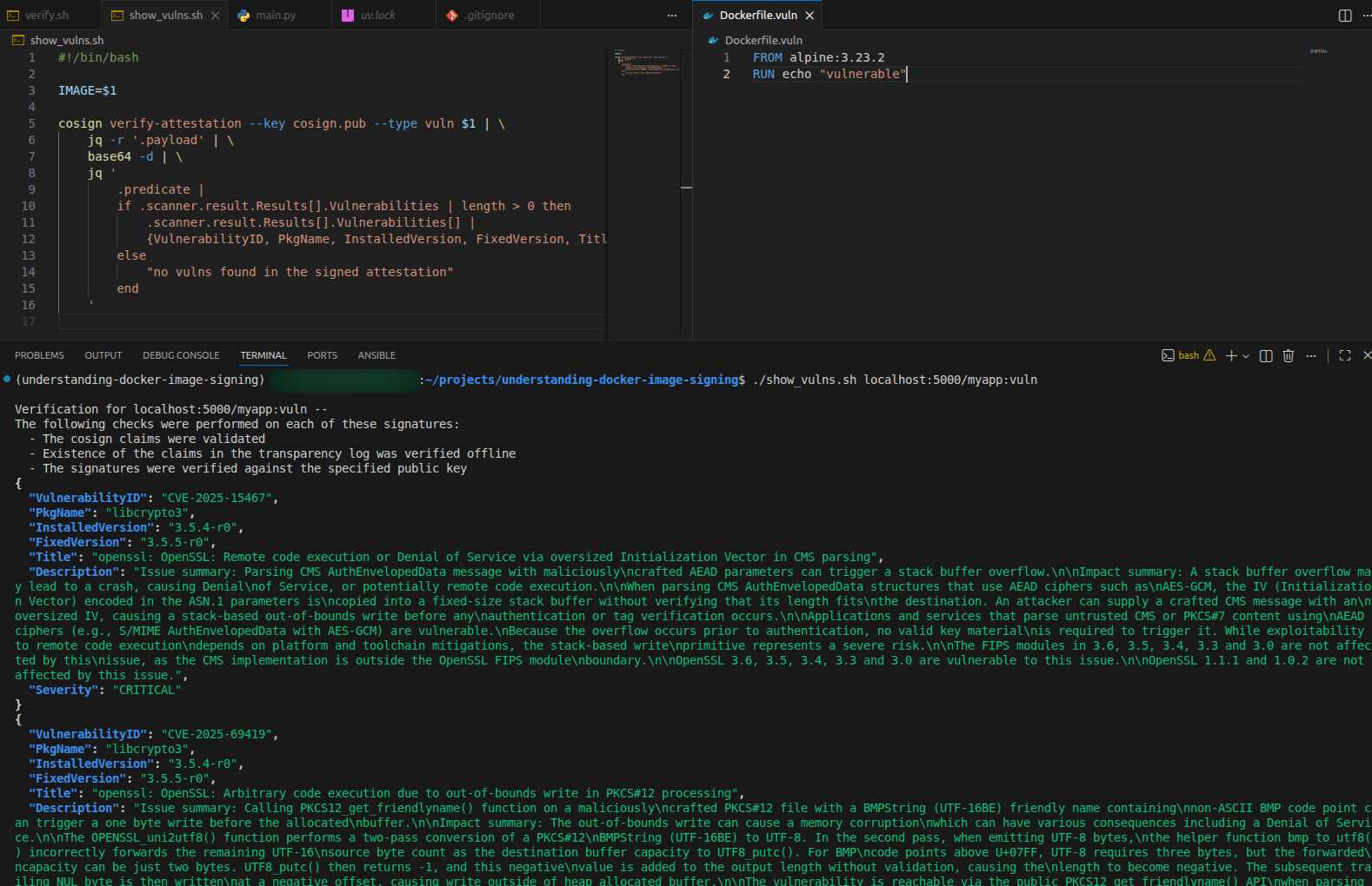 getting the important info from the signed vuln scan attestation
