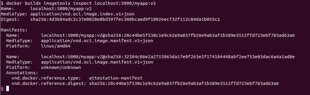 unsigned provenance generated by buildx in the full manifest