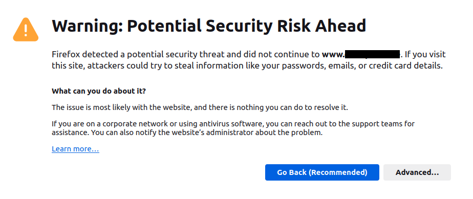 Firefox TLS error
