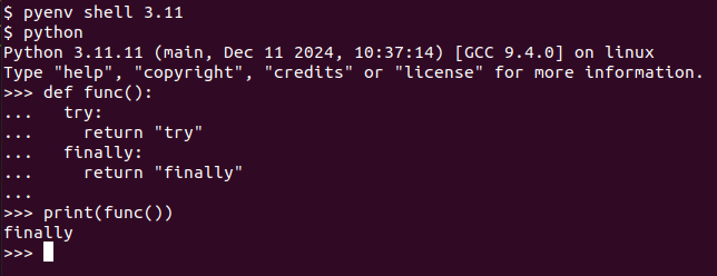 unintuitive finally block in old python