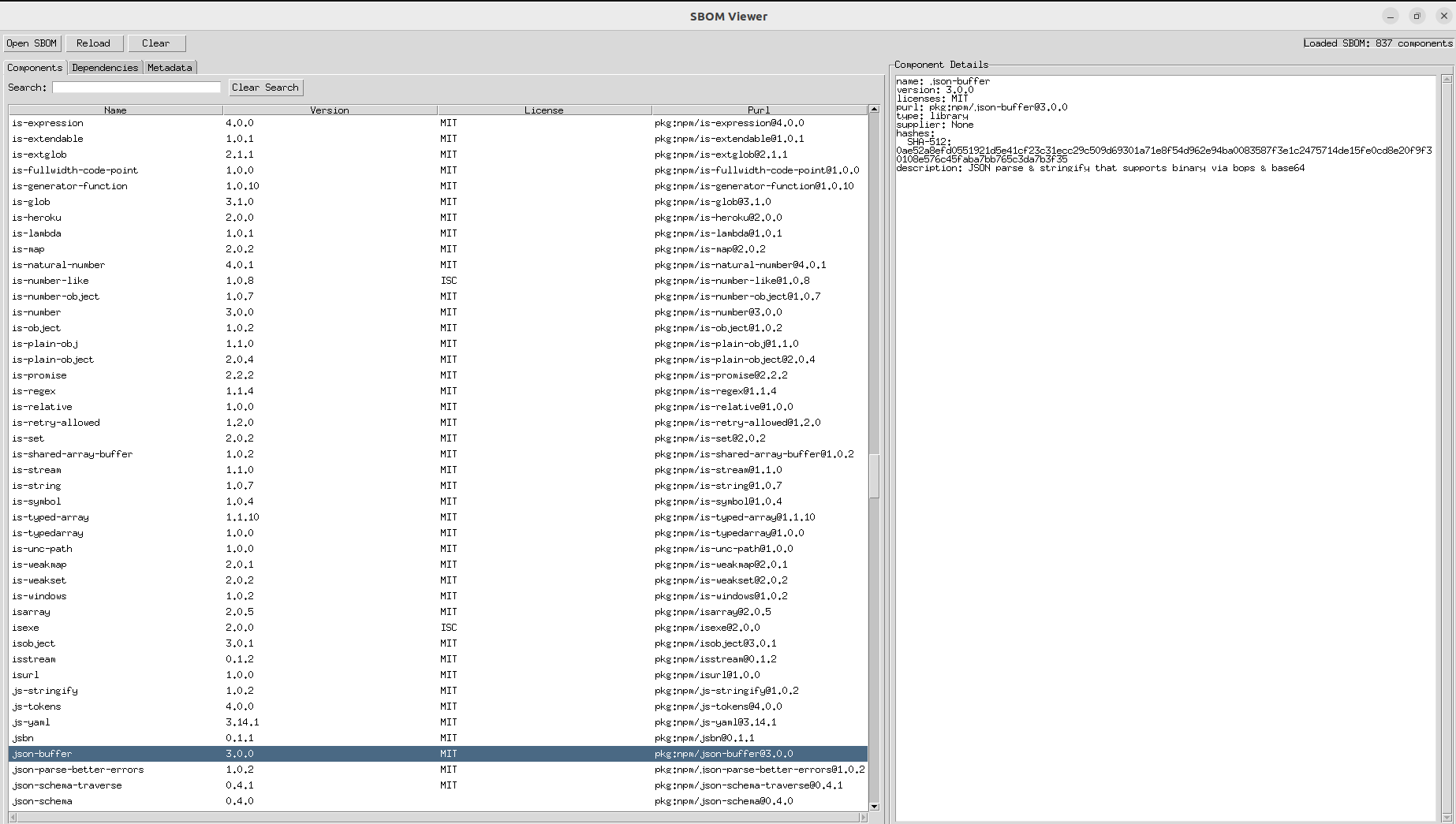 SBOM Viewer on Ubuntu