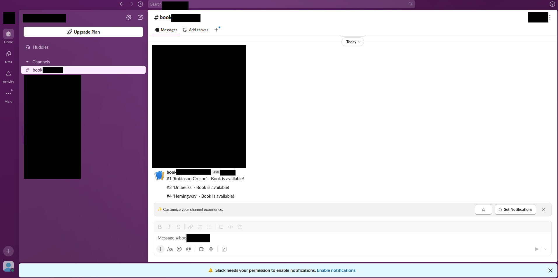 Slack notification of books found