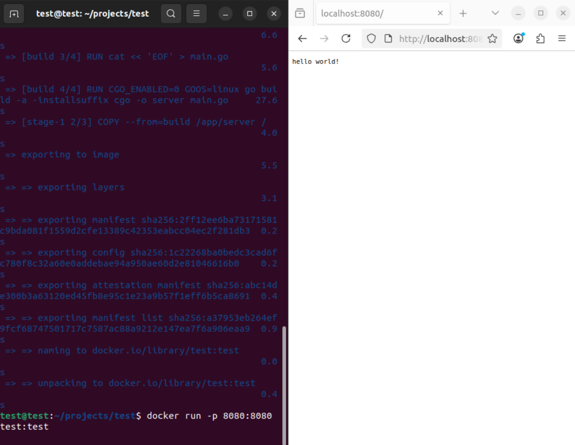 our small container running